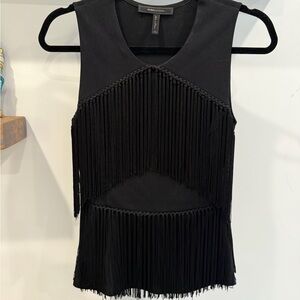 BCBGMaxAzria Black Fringe Tank Top
